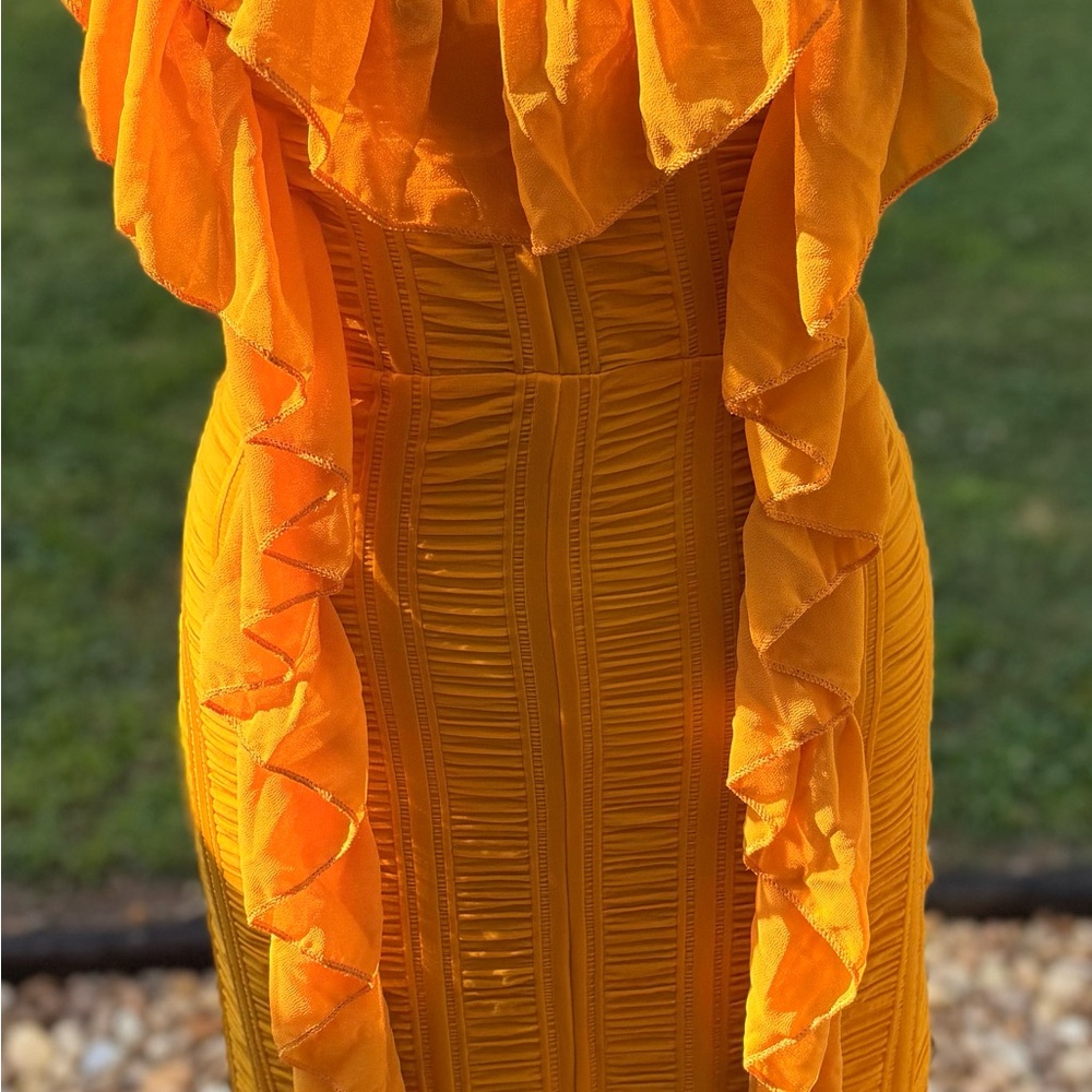 Fashion Nova Orange Sleeveless Bodycon Dress